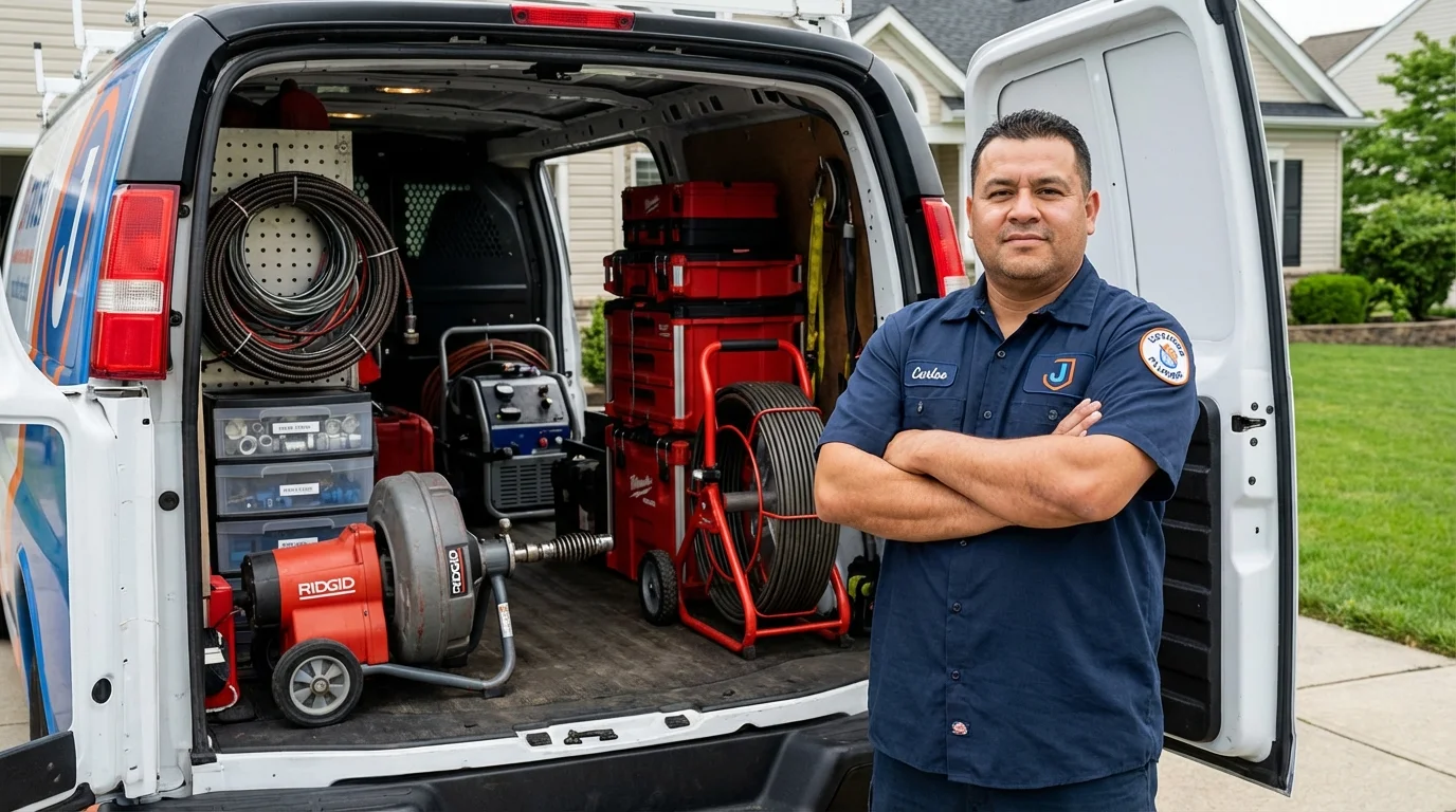 Professional drain cleaning equipment and Johns Plumbing LLC plumber in Lake Park
