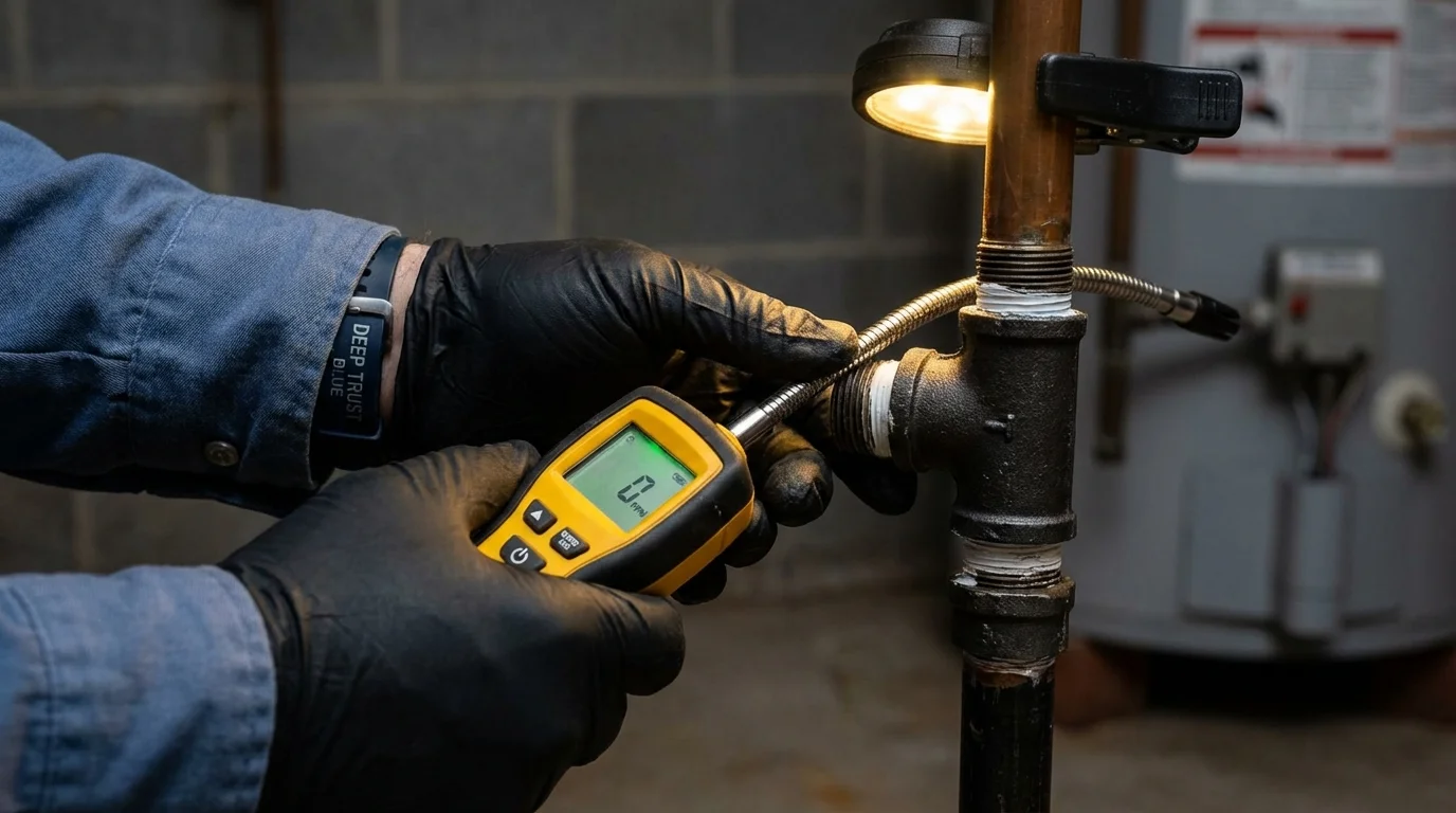 Gas leak detection with electronic sniffer by Johns Plumbing LLC in Lake Park