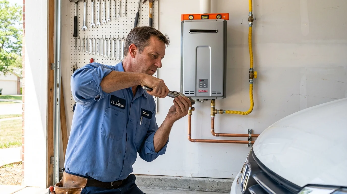Tankless water heater installation by a Johns Plumbing LLC plumber in Lake Park
